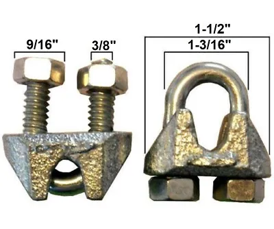 Cable Clamps 3/8  U-Bolts Galvanized Clamps Steel Cable Wire Clips U Bolt Clamps • $171.99