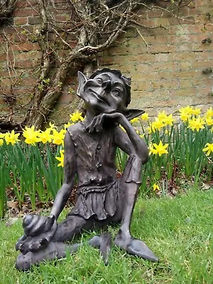 Pixie Sitting Garden Ornament Statue Figurine Bronze Finish  • £116