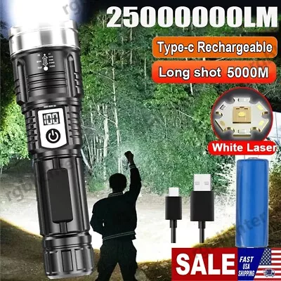 25000000 Lumen Super Bright LED Tactical Flashlight Rechargeable LED Work Lights • $9.99