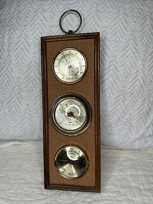 Vintage JASON Thermometer Barometer Hygrometer W/ Wood Frame Japan • $25