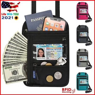 $12.95 • Buy RFID Blocking Passport Holder Travel Wallet Bag Security Neck Pouch Anti-Theft