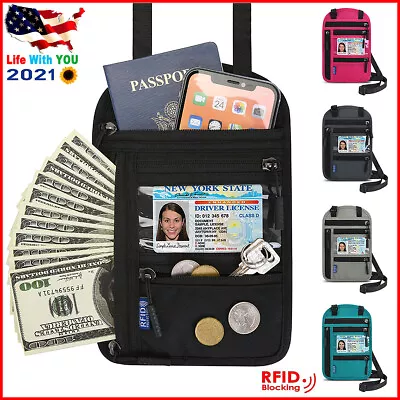 RFID Blocking Passport Holder Travel Wallet Bag Security Neck Pouch Anti-Theft • $12.95