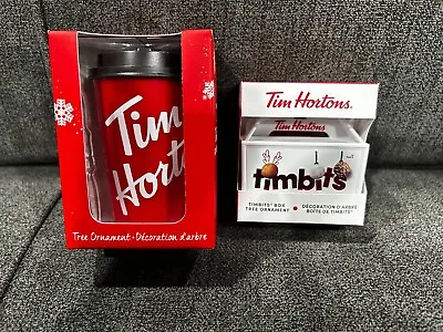 $30 • Buy 2020 Tim Hortons'  Ornament TIMBITS BOX &  -2019 TAKE OUT COFFEE CUP Ornament