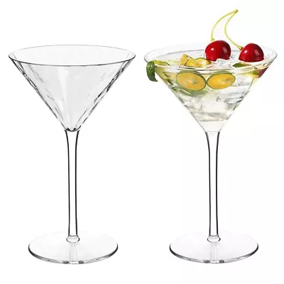 COOKY.D Martini Cocktail Glasses Tritan-Plastic Durable Long Stem Wine Glassware • £9.99