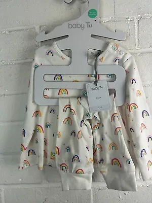 BNWT Baby TU Rainbow 2 Pack Set Outfit White Colour Clothing  3-6 Months #LH • £4.28