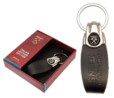 £11.95 • Buy West Ham FC Leather Key Fob Keyring In A Gift Box West Ham Football Merchandise 
