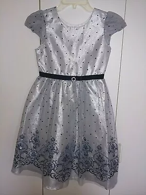 Jona Michelle Girl's Ss Party/dress Silver/blue Sparkles12-nwot-lined W/net-cute • £11.25