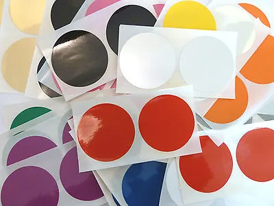 50mm (2 Inch) Round Plastic Vinyl Dot Stickers Coloured Circular Sticky Labels • £3.85