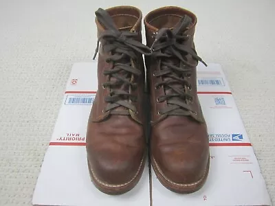 Chippewa Boots Mens 9D Brown Leather Aldrich Service Apache Vibram Sole EU39 • $95