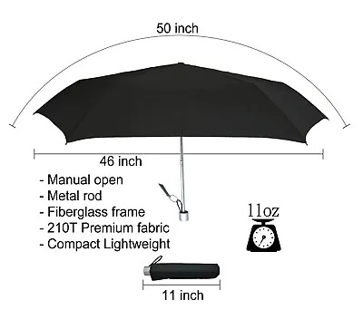 KUD Lightweight Compact Travel Manual Umbrella With 50 Inch Arc Large Coverage • $9.99