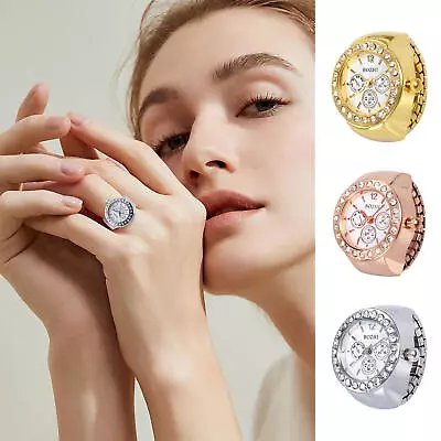 Bling Women Finger Ring Watch Analog Finger Ring Watch Ring Quartz Watch Ring • $8.09