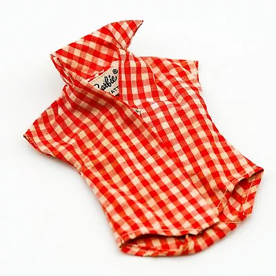 Vtg Barbie Body Suit Shirt Picnic Set #967 Red White Gingham Blouse Mattel 1959 • $11.99