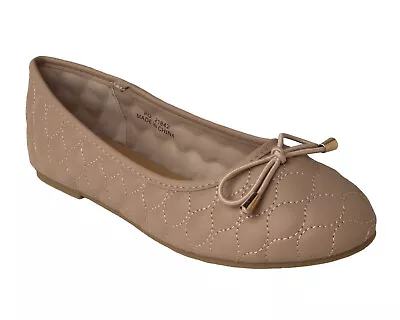 Ladies Nude Ballerina Slip On Comfy Shoes Work Office Ballet Pumps Uk Size 3-8 • £14.95