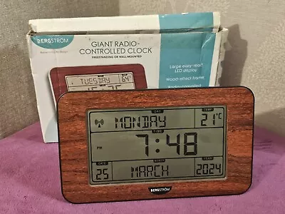 Bergstrom Giant Radio-Controlled Clock With Date & Temperature Display - Boxed • £9.99