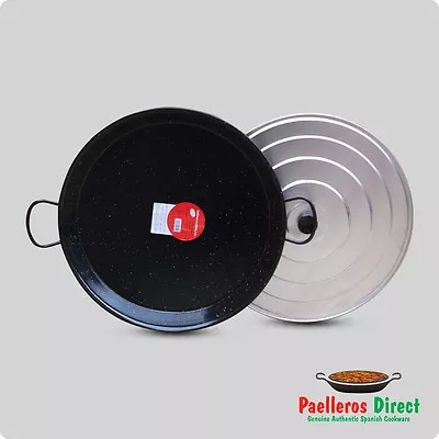 Authentic Spanish Paella Pan - 46cm Enamelled Steel Pan With 45cm Lid • £49.99