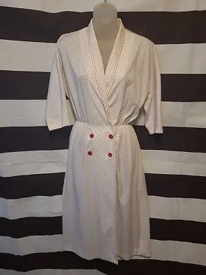 Vintage Leslie Fay 80s White W/ Red Polka Dot Dress Women's Small • $29