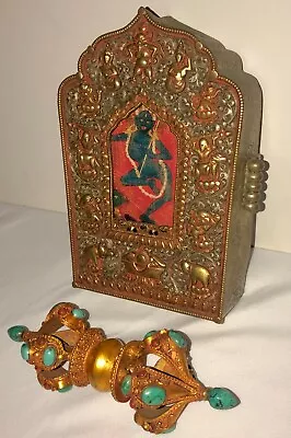 $400 • Buy Lot: Buddhist Ritual Objects (Prayer Box / Vajra)