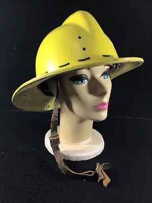 Vintage Msa Skullgard Fiberglass Firemans Helmet W/leather Chin Strap 1940's • $125