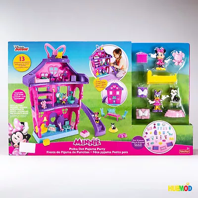 Disney Jr. MINNIE Mouse Polka Dot Pajama Party Doll House Fun Play Set W/ Daisy • $24.20