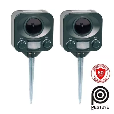 Pestbye Solar Cat Repeller Ultrasonic Fox Pest Control Sonic Deterrent Pack Of 2 • £41.98