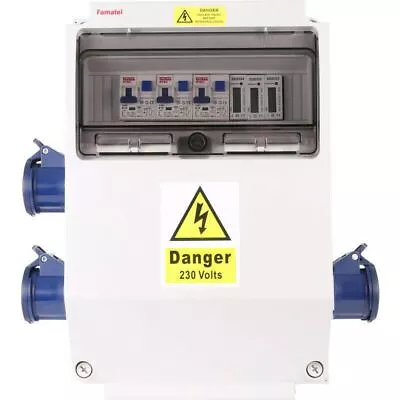 Famatel Caravan / Campsite Electric Hook Up Unit 3 Way 16A Socket + Meter CAV3/M • £269.65