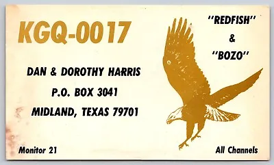 QSL CB Ham Radio Card KGQ-0017 Midland Texas Redfish & Bozo • $7.49