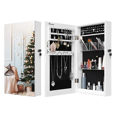 Jewelry Cabinet Jewelry Armoire Wall Door Mounted Jewelry Organizer W/ Lockable • $56.59