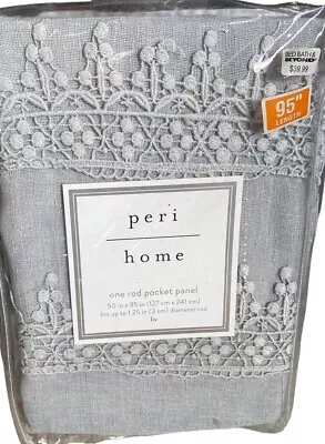 Peri Home Rod Pocket Panel Lace Muslin Gauze Semi Sheer Boho Light Grey Curtain • $24.99