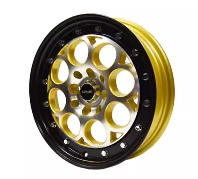 VMS Racing Gold Black Lip Revolver Drag Skinny Rim Wheel Rim 15X3.5 4X100 +10 • $199.95