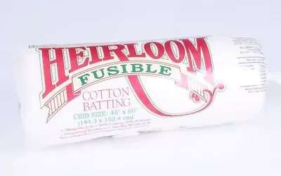 HOBBS HEIRLOOM FUSIBLE COTTON BATTING / WADDING -  45” X 60”  IRON ON BOTH SIDES • £19.17