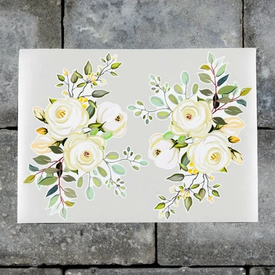 £3.99 • Buy 2 X White Rose Flower Vinyl Stickers Wall MacBook Laptop IPad - SKU7213