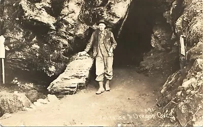 OREGON CAVES ENTRANCE Antique Real Photo Postcard Rppc OR MINER C1910 • $20