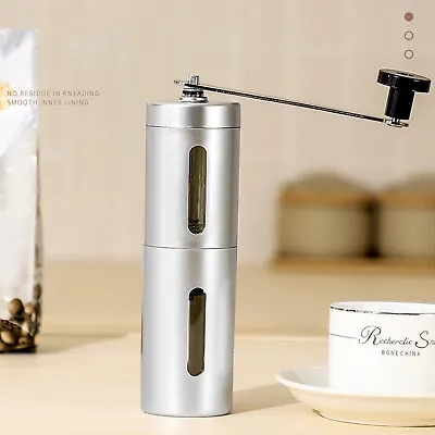 Stainless Steel Manual Coffee Bean Grinder Adjustable Burr Coffee Grinding • £10.79