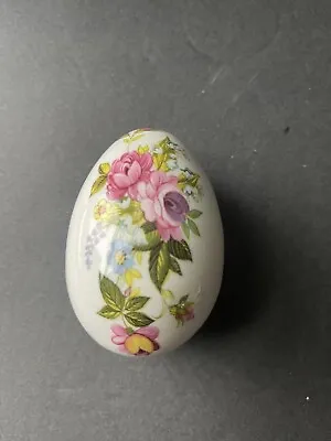 Peter Gosling Floral White Porcelain Vintage Egg Trinket Box 3.5” • $8