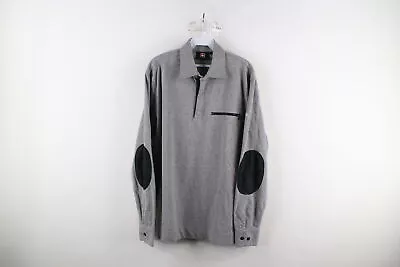 Victorinox Mens Large Heavyweight Elbow Patch Half Zip Collared Polo Shirt Gray • $53.95