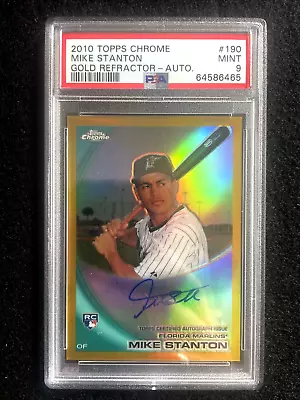 GIANCARLO STANTON 2010 Topps Chrome GOLD REFRACTOR Rc AUTO /50 PSA 9 POP4 No 10s • $2250