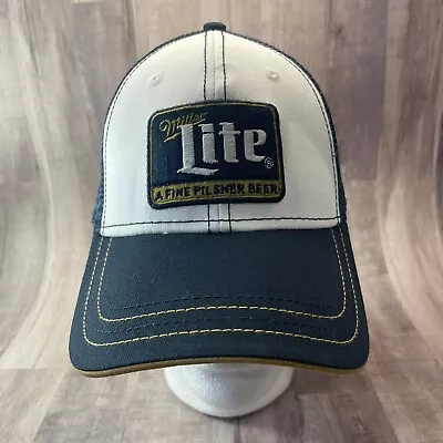 Miller Lite Beer Hat Cap Navy/White SnapBack Trucker A FINE PILSNER BEER EUC • $20.99