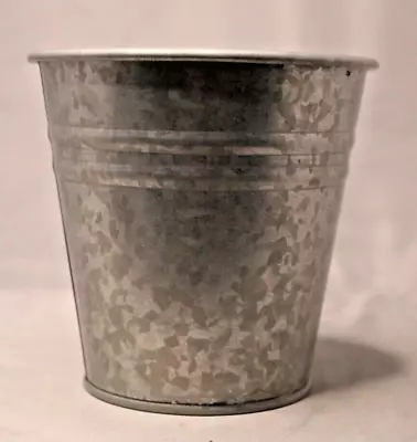 Galvanized Planter Metal Hole In Bottom Round 5  Tall 5  Wide Decorative • £6.61