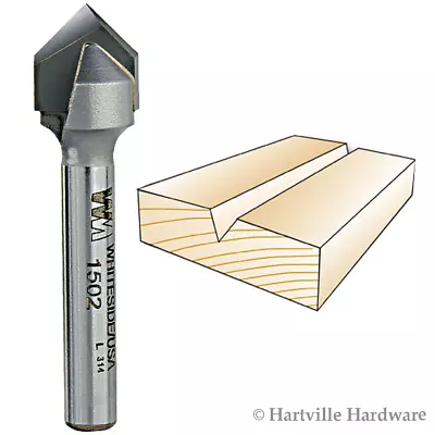$24.99 • Buy Whiteside #1502 V Groove 90 -Degree Included Angle Router Bit - 1/4  Shank Dia