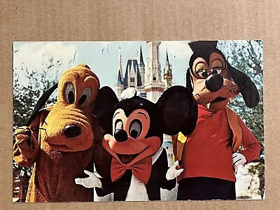 Postcard Walt Disney World FL Magic Kingdom Mickey Mouse Pluto Goofy Vintage PC • $2.29