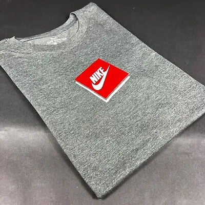 Men's T-shirt Nike Short Sleeve Athletic Gray Red Square Graphic Printed S-XXL • $19.97