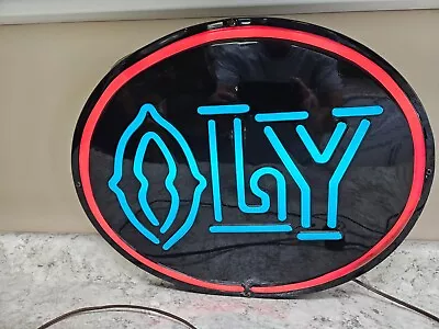 Vtg 1980 OLY Lighted Beer Sign Olympia Brewing Bar Tavern Pub Faux Neon Light • $25