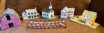 Lot 5 Vtg N? Scale Buildings For Train Layouts -Wood Barn Houses Church Signs • $35.99