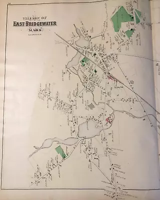 1879 Original Map Towns East Bridgewater West Bridgewater Ma Mass Walker Atlas • $59.99