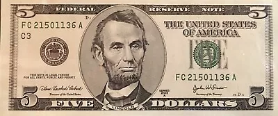 Extremely Rare Misprint Crisp Uncirculated 2003a 5 Dollar Federal Reserve Note!! • $499.99