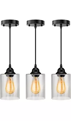 Pendant Light Adjustable Hanging Light Fixtures Clear Glass Shade Light Vintage • $23.82