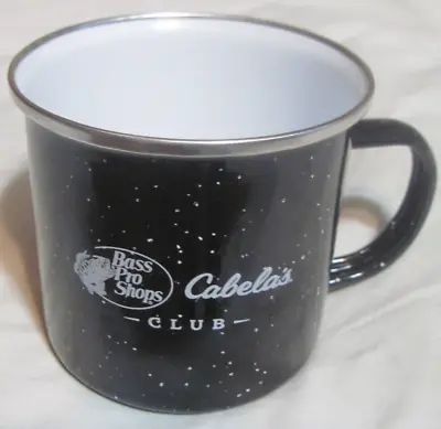 Cabela's Club Black Metal Camp Coffee Mug Cup Bass Pro Shops Excellent Condition • $4.99