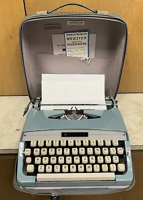 Vintage DeLuxe Brother Webster Blue Manual Portable Typewriter - Works! - • $85