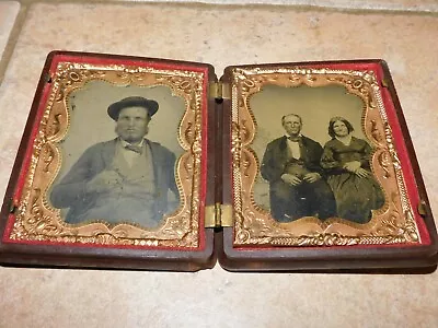 Antique Double Sided Daguerrotype In Brown Union Case • $98