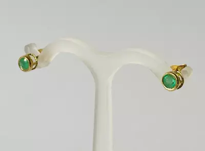 0.5CT Emerald 9ct Yellow Gold Round Stud Earring 375 Hallmarked  Brand New • £44.99